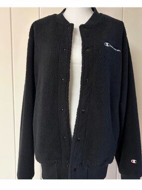 Champion Black Crewneck Jacket with Branded Tag